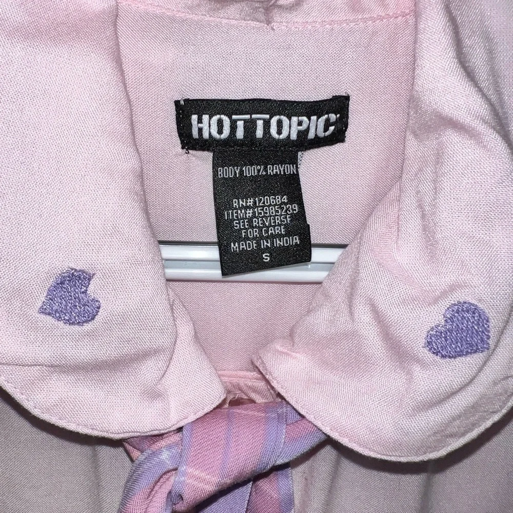 Hot Topic Kawaii Pastel Bunny Bow Girls Woven Button-Up Size Small